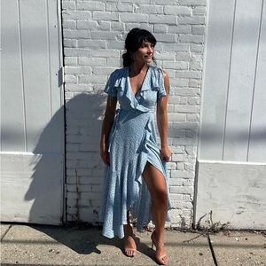 & OTHER STORIES baby blue/white floral wrap dress SIZE 0